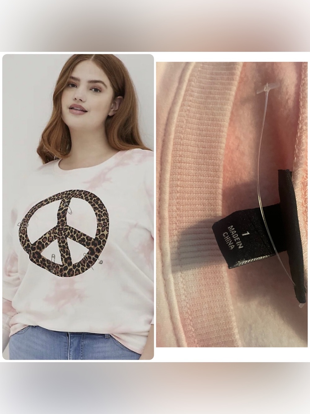 Pink Tie-Dye Peace Sign Pullover Sweatshirt - Unbranded